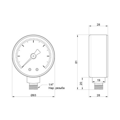 Манометр Icma 1/4&quot; 0-10 бар, нижнє підключення №244 - зображення 2