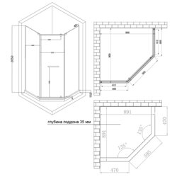 Душова кабіна Lidz Dozorca SC90x90.CRM.LOW.TR, скло прозоре 6 мм - зображення 2