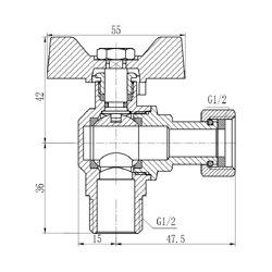 Кран кульовий з накидною гайкою SD Forte1/2&quot; ВЗ для води кутовий SF224W15 - зображення 2