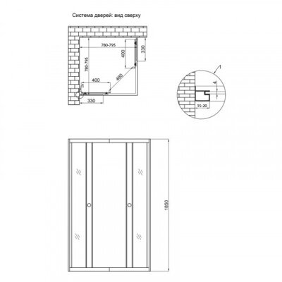 Душова кабіна Lidz Wawel SC80x80.SAT.LOW.GR, скло тоноване 4 мм без піддона - зображення 2