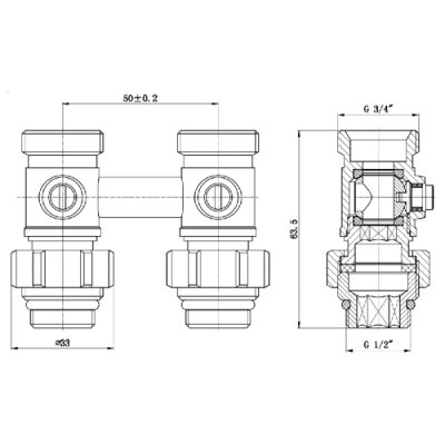 Кран шаровой SD Forte 3/4&quot;х1/2&quot; для радиатора нижний SF251W15 (16059) - изображение 2