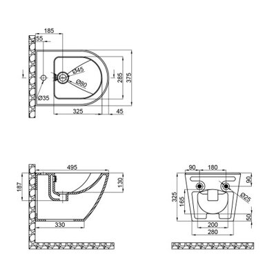 Біде підвісне Qtap Robin 495х370х325 White QT1355046FW - зображення 2