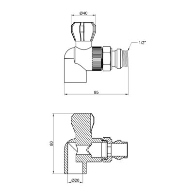 Кран шаровой радиаторный PPR Thermo Alliance 20х1/2&quot; угловой (20605) - изображение 2