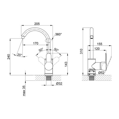 Змішувач для кухні Brinex 40W 007 - зображення 2