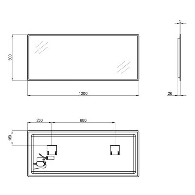 Дзеркало Qtap Tern 1200x500 з LED-підсвічуванням Sensor, QT1778140450120W - зображення 2