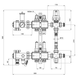 Коллекторная группа Icma 1&quot; 2 выхода, с расходомером №K0111 (19185) - изображение 2