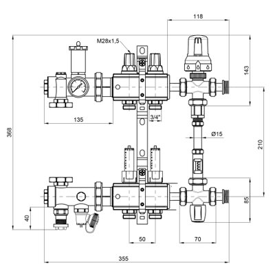 Коллекторная группа Icma 1&quot; 2 выхода, с расходомером №K0111 (19185) - изображение 2