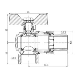 Кран шаровой &quot;Американка&quot; SD Forte 3/4&quot; угловой SF221W20 (16839) - изображение 2