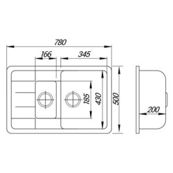 Кухонна мийка з додатковою чашею Lidz 780x495/200 BLA-03 (LIDZBLA03780495200) - зображення 2