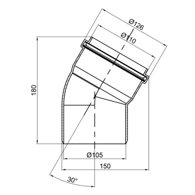 Коліно PPR каналізаційне TA Sewage 110, 30° - зображення 2