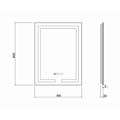 Зеркало Qtap Mideya (DC-F936) 500х800 с LED-подсветкой Touch, с антизапотеванием, с часами, диммером, рег. яркости QT2078F936W (17290) - изображение 2