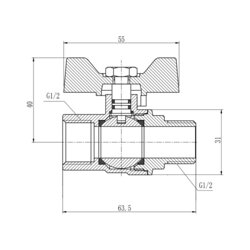 Кран шаровой SD Forte 1/2&quot; ВН для воды (бабочка) SF607W15 (16979) - изображение 2