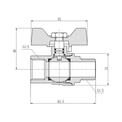 Кран шаровой SD Forte 1/2&quot; ВН для воды (бабочка) SF607W15 (16979) - изображение 2