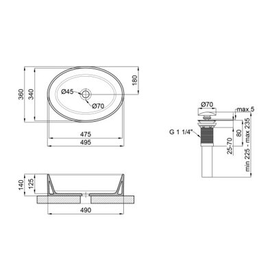 Раковина-чаша Qtap Kolibri 500x360x140 White с донным клапаном QT10113054W (28638) - изображение 2