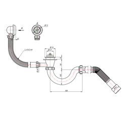 Сифон для ванни Lidz (WHI) 60 03 V001 00 прямоточний (вихід 50 мм) - зображення 2