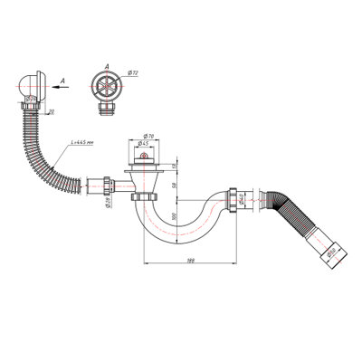 Сифон для ванни Lidz (WHI) 60 03 V001 00 прямоточний (вихід 50 мм) - зображення 2