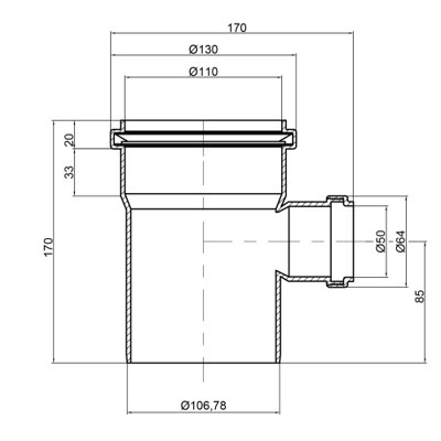 Трійник каналізаційний TA Sewage 110х50х110, 90° - зображення 2