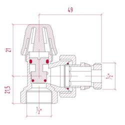 Кран радіаторний Icma 1/2&quot; з антипротіканням кутовий без ручки №805+940 - зображення 2