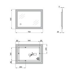 Дзеркало Qtap Stork 700х500 з LED-підсвічуванням Touch, димер, рег. яскравості Reverse QT15781403W - зображення 2