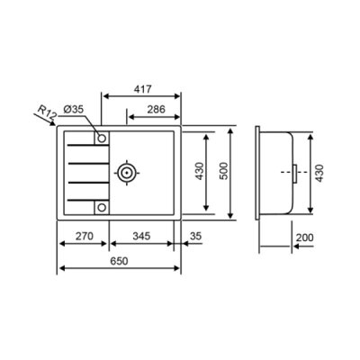 Кухонная мойка Lidz 650x500/200 MAR-07 (LIDZMAR07650500200) (14773) - изображение 2