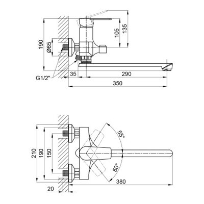 Змішувач для ванни Brinex 35W 005 - зображення 2