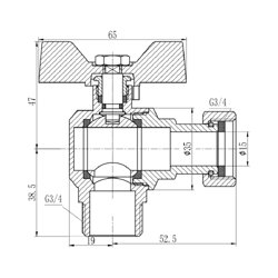 Кран шаровой с накидной гайкой SD Forte 3/4&quot; ВН для воды угловой SF224W20 (19016) - изображение 2