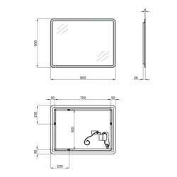 Дзеркало Qtap Tern 800х600 з LED-підсвічуванням Sensor, Reverse QT177814276080W - зображення 2