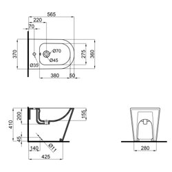 Біде підлогове Qtap Stork/Swan 560х360х410 White QT15443378W - зображення 2