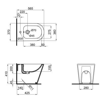 Біде підлогове Qtap Stork/Swan 560х360х410 White QT15443378W - зображення 2