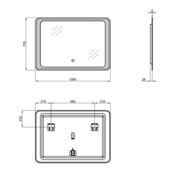 Дзеркало Qtap Leo 1000х700 з LED-підсвічуванням Touch, димер, рег. яскравості QT1178141870100W - зображення 2