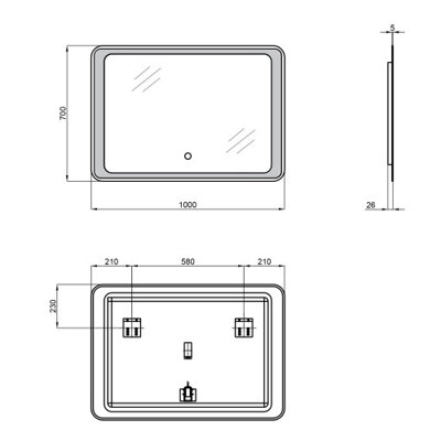 Дзеркало Qtap Leo 1000х700 з LED-підсвічуванням Touch, димер, рег. яскравості QT1178141870100W - зображення 2