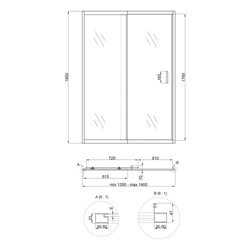 Душові двері в нішу Qtap Taurus CRM2013-14.C6 130-140x185 см, скло Clear 6 мм, покриття CalcLess - зображення 2