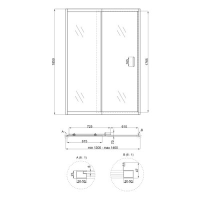 Душові двері в нішу Qtap Taurus CRM2013-14.C6 130-140x185 см, скло Clear 6 мм, покриття CalcLess - зображення 2