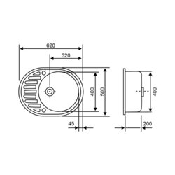 Кухонная мойка Lidz 620x500/200 COL-06 (LIDZCOL06620500200) (14765) - изображение 2