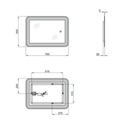 Дзеркало Qtap Swan 700х500 з LED-підсвічуванням Touch, димер, рег. яскравості Reverse QT167814145070W - зображення 2