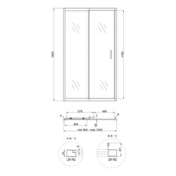 Душові двері в нішу Qtap Taurus CRM209-1.C6 90-100x185 см, скло Clear 6 мм, покриття CalcLess - зображення 2