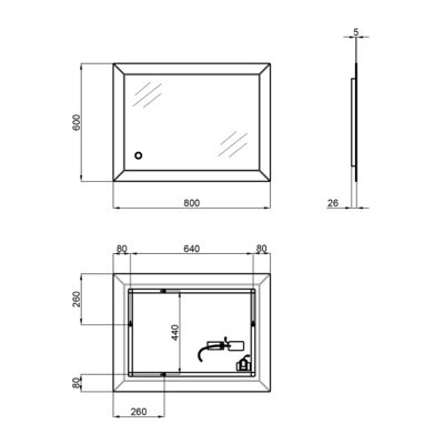 Дзеркало Qtap Aries 800х600 з LED-підсвічуванням Touch, димер, рег. яскравості Reverse QT037816016080W - зображення 2