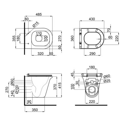 Унитаз подвесной Qtap Virgo безободковый с сиденьем Soft-close QT1833051ERMB (28520) - изображение 2