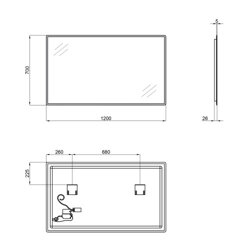 Дзеркало Qtap Tern 1200х700 з LED-підсвічуванням Sensor, QT1778140470120W - зображення 2