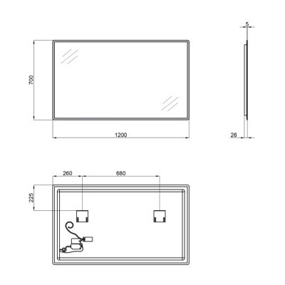 Дзеркало Qtap Tern 1200х700 з LED-підсвічуванням Sensor, QT1778140470120W - зображення 2