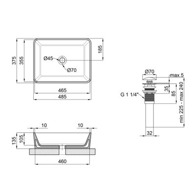 Раковина-чаша Qtap Tern 480х370х135 White с донным клапаном QT17112074W (28640) - изображение 2