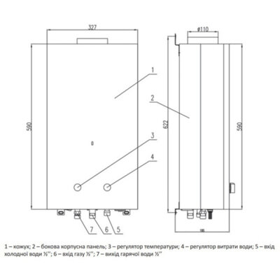 Колонка газовая дымоходная Thermo Alliance JSD20-10GC 10 л панель из стекла с рисунком горы (16686) - изображение 2