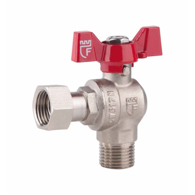 Кран кульовий з накидною гайкою SD Forte1/2&quot; ВЗ для води кутовий SF224W15