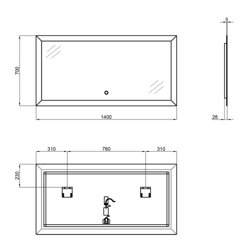 Дзеркало Qtap Aries 1400х700 з LED-підсвічуванням Touch, димер, рег. яскравості QT0378160170140W - зображення 2