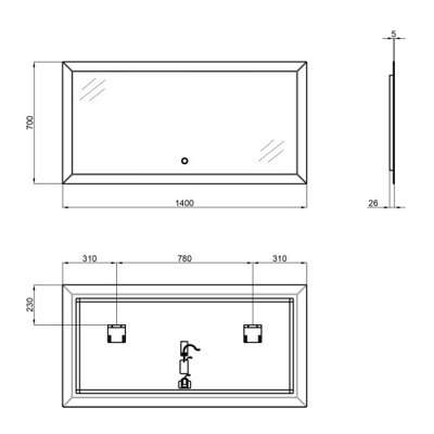 Дзеркало Qtap Aries 1400х700 з LED-підсвічуванням Touch, димер, рег. яскравості QT0378160170140W - зображення 2