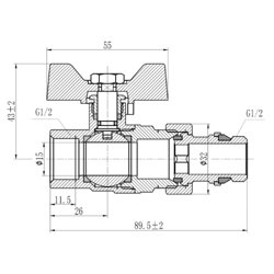 Кран кульовий &quot;Американка&quot; SD Forte 1/2&quot; з антипротіканням прямий SF222W15 - зображення 2