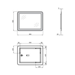 Дзеркало Qtap Swan 800х600 з LED-підсвічуванням Touch, димер, рег. яскравості Reverse QT167814146080W - зображення 2