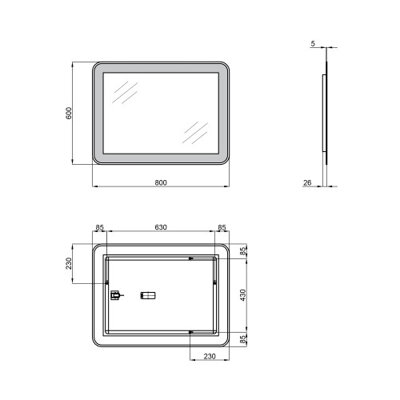 Дзеркало Qtap Swan 800х600 з LED-підсвічуванням Touch, димер, рег. яскравості Reverse QT167814146080W - зображення 2