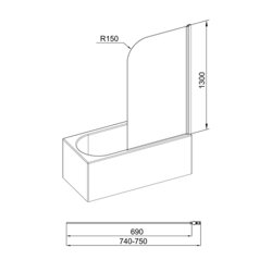 Штора на ванну Qtap Standard CRM407513APR стекло Pear 6 мм, 75х130 см, правая (17324) - изображение 2