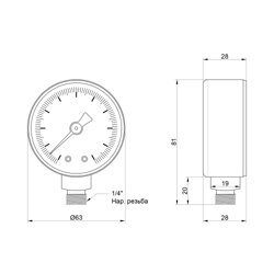 Манометр Icma 1/4&quot; 0-6 бар, нижнє підключення №244 - зображення 2